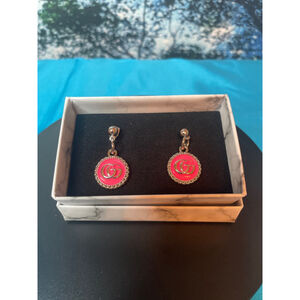 Gucci Pierced Earrings Pink and Gold New in Gift Box